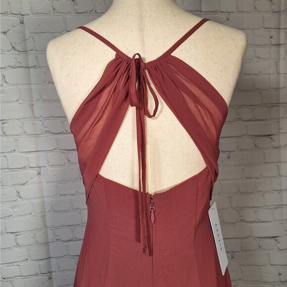 NWT $99 Azazie Hailey Dress, Size 4, Desert Rose Pink, Floor Length Sleeveless - Picture 7 of 11